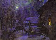 Konstantin Alekseevich Korovin Moonlit Night. Winter oil painting